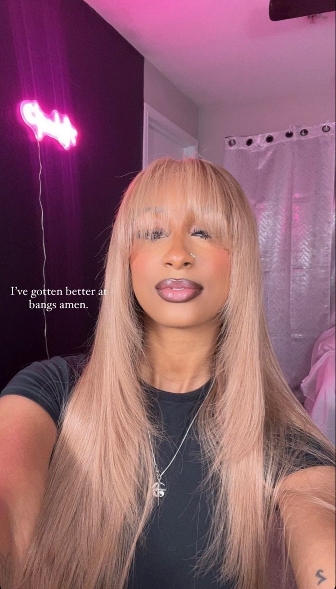 Platinum Blonde Wig With Bangs, Colored Wig With Bangs, Blonde With Bangs Black Women, Wolf Cut Lace Front Wig, Sew In Weave With Closure Curtain Bangs, Blond Wig With Bangs, Wolf Cut Wig Black Women, Curtain Bang Wig Black Women, Blonde Bangs Black Women