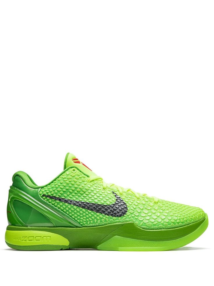 Apple green/crimson/black Kobe 6 Protro trainers from NIKE featuring scale print, signature Swoosh logo detail, signature Zoom Air unit, front lace-up fastening and flat rubber sole. Kobe 6 Protro, Low Top Nikes, Hoop Shoes, Nike Tenis, Kobe 6, Gold Sneakers, Nike T, Volleyball Shoes, Balenciaga Shoes