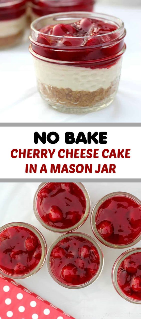 no bake cherry cheesecake in mason jars