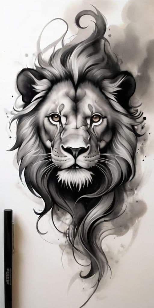 Lion Tattoo Men, Lion Head Drawing, Leo Lion Tattoos, Leo Sign Tattoo, Body Tattoo Design, Lily Flower Tattoos, Grunge Tattoo, Lion Head Tattoos, Scar Tattoo