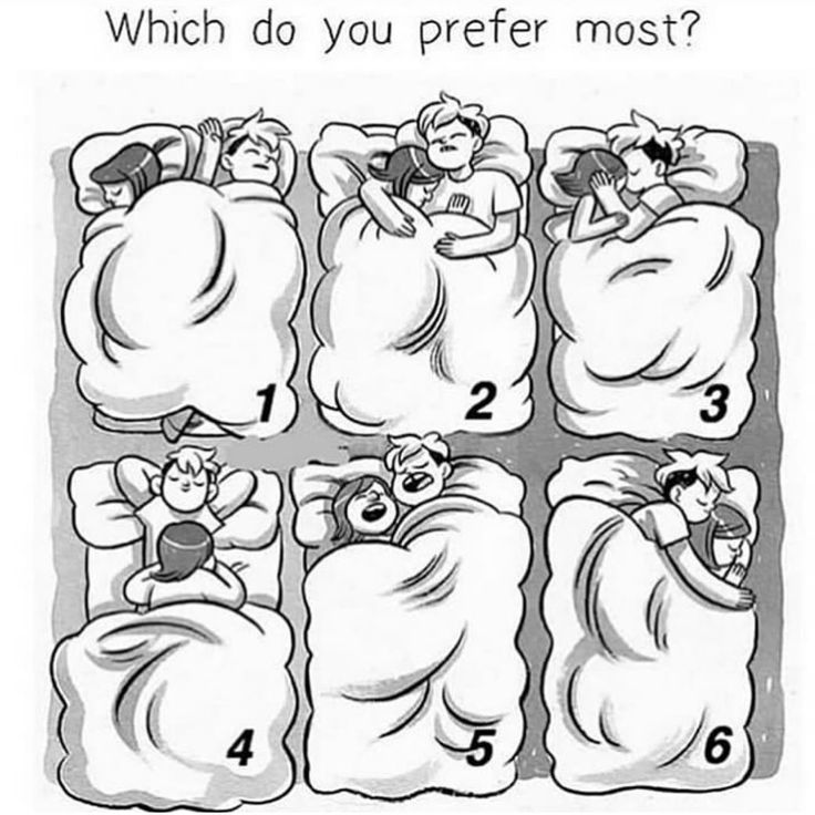 a cartoon depicting how to sleep in bed with the words which do you prefer most?