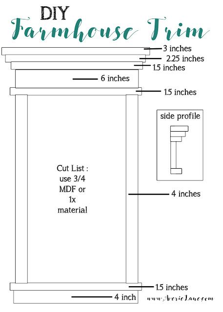 the diagram shows how to make a diy farmhouse style window frame with measurements and instructions