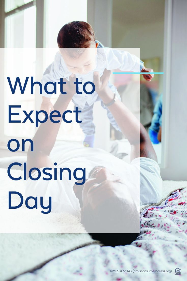 a man holding a baby in his arms with the words, what to expect on closing day