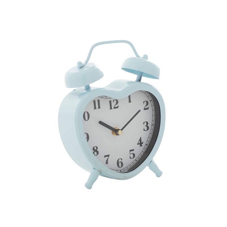 a blue alarm clock on a white background