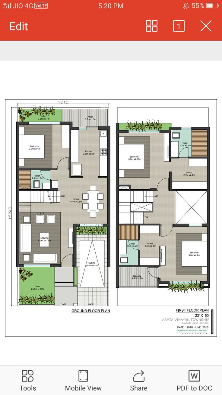 two story house plan with 2 bedroom and 3 bathrooms in the same area, on top of