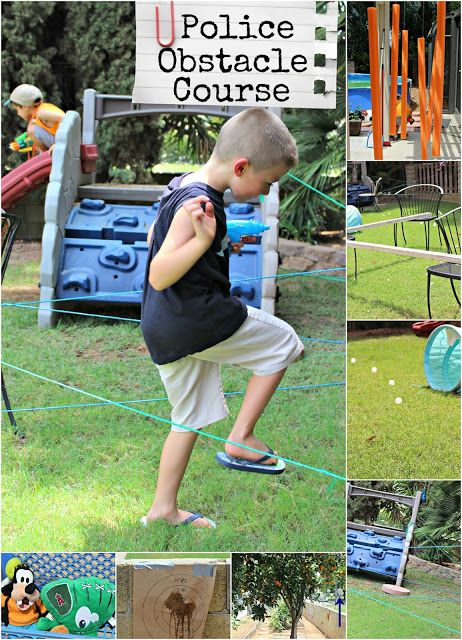 there is a collage of photos with children playing in the park