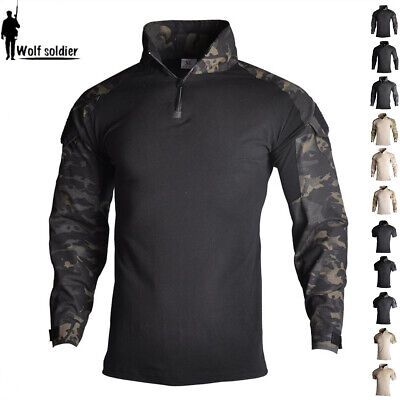 Trendy Fashion US Army Men's Long Sleeve Tactical T-Shirt Military Combat Shirt Casual Hiking, Mens Shirts Black Long Sleeve T-shirt For Outdoor, Military Style Short Sleeve Outdoor Tops, Military Style Short Sleeve Tops For Outdoor, Black Winter Outdoor Shirt, Military Style Khaki Top For Outdoor Activities, Black Military Long Sleeve Tops, Black Long Sleeve Military Top, Tactical Long Sleeve Tops For Outdoor, Camouflage Long Sleeve Tops For Outdoor Activities