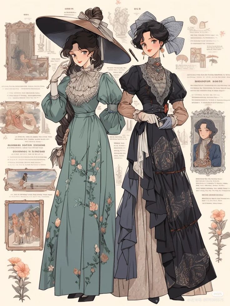 Victorian Dress Drawing, Art Outfits, Old Fashion Dresses, Dress Design Sketches, Dress Drawing, Victorian Clothing, Retro Mode, Anime Dress, Fashion Design Drawings