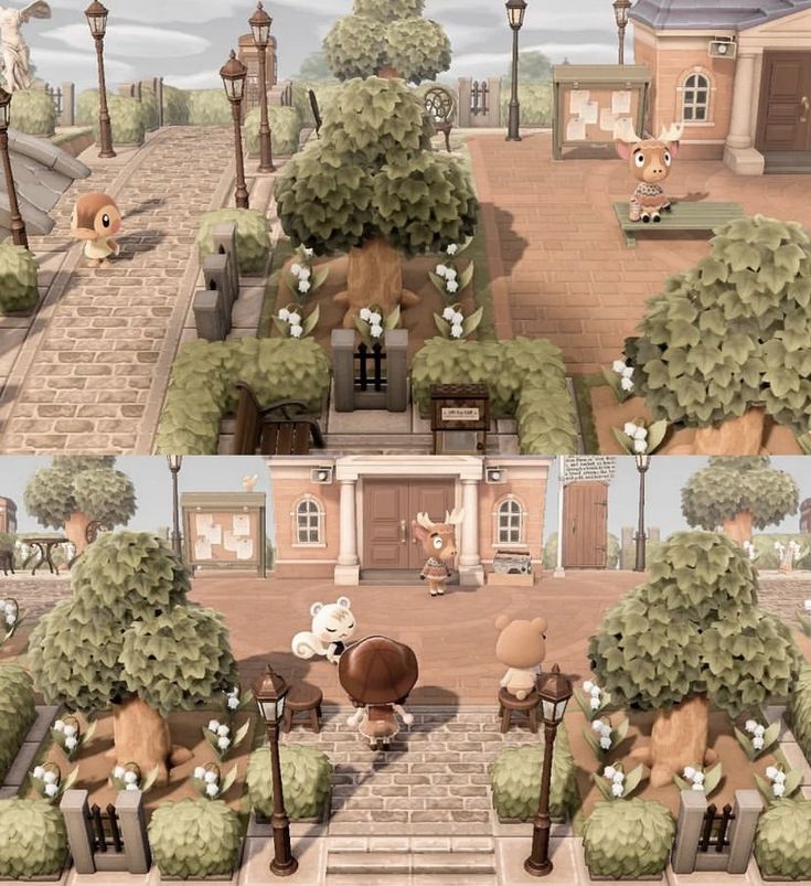 two screens showing the same scene in animal crossing