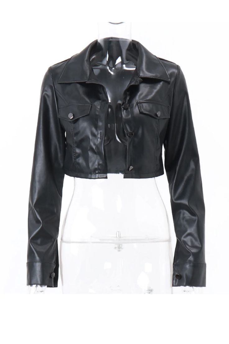 Black Leather Short Jacket – AROLORA Short Jacket Women, Black Leather Shorts, Ladies Short Jackets, Leather Short, Cropped Leather Jacket, Long Sleeves Coats, Collars For Women, Thanksgiving Outfit, Leather Shorts