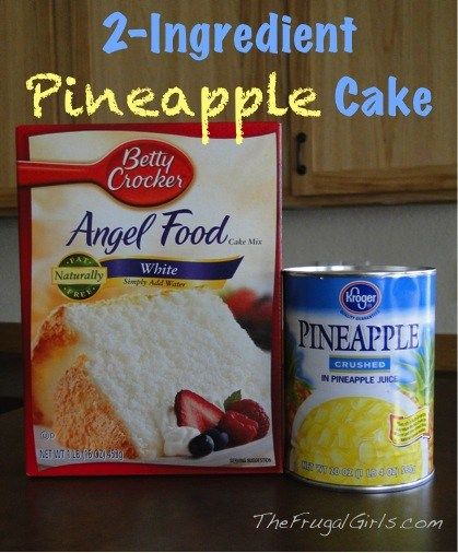 ingredients for pineapple cake sitting on top of a counter next to a canister