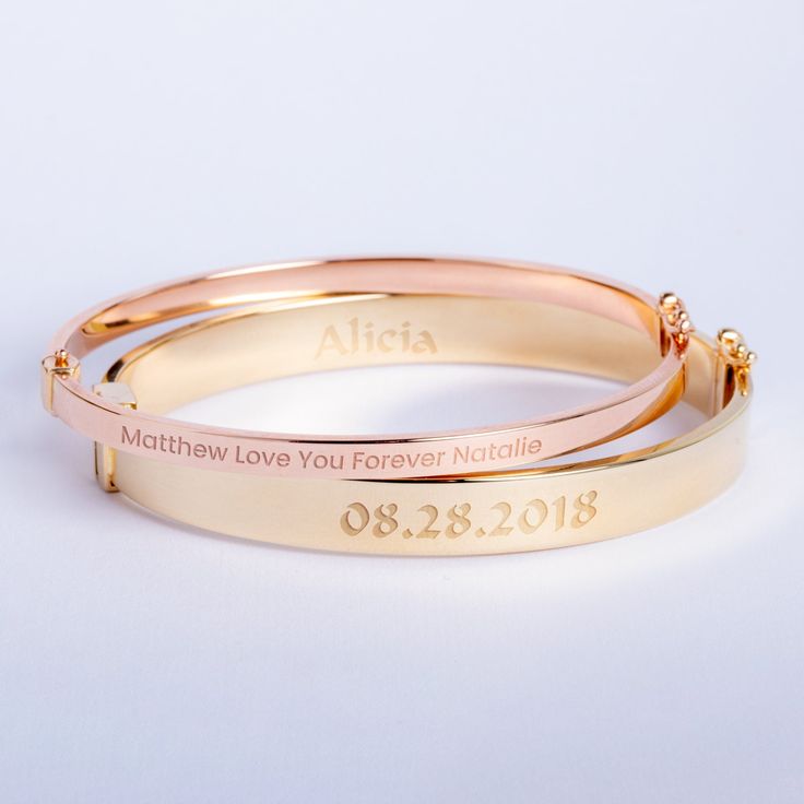 Custom Name Date Engraved 14k Solid Gold Hinged Hollow Bangle Bracelet, Personalized Custom Word Engraved Oval Bangle, Gift For Her, Gift For Chritsmas ✅Gold Material: Solid Gold (no gold-filled or no gold plated material) ✅Gold Karat: 14K (%58,5) ✅Available gold color: Yellow Gold, Rose Gold, White Gold 📐BANGLE DIMENSION Bangel width options; Option 1: 2.0 mm  Option 2: 3.0 mm  Option 3: 4.0 mm  Option 4: 6.0 mm  Option 4: 8.0 mm  Bangle sizes options; XSmall: 5.7-6.1 inc / 14.50-15.50 cm Small: 6.2-6.7 inc / 15.60-16.90 cm  Medium: 6.8-7.1 inc / 17.00-18.20 cm Large: 7.2-7.6 inch / 18.30-19.30 cm Sizes may may slightly vary due to handwork. ✒️ENGRAVING MESSAGE Please write your personalization details when you order. Engraved (name, date, coordinate, any word, any symbol... or blank). D Gold Oval Bracelet Stamped 14k, Oval Hallmarked Gold Bracelet For Gift, Hallmarked Gold Oval Bracelet Gift, Engraved Rose Gold Bangle Bracelet, Oval Gold Bracelet Stamped 14k, Oval Engraved Bracelets For Gifts, Oval 14k Gold Bracelet Stamped 14k, Oval Rose Gold Bracelet As Gift, Oval Rose Gold Bracelet For Gift