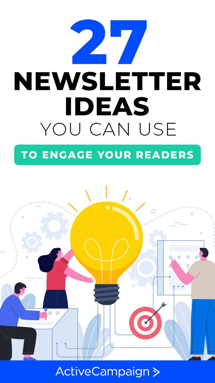 two people are working on a light bulb with the words 27 news letter ideas you can use to engage your readers