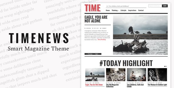 the time news wordpress theme is displayed on a computer screen with an image of a boat