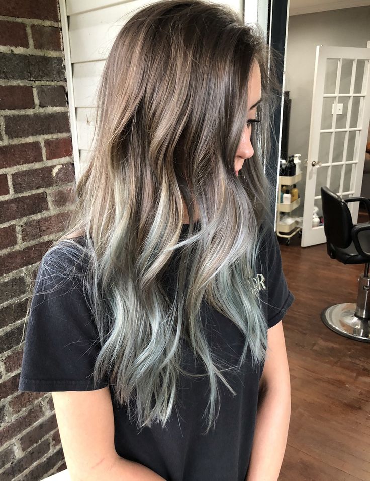 Baby blue balayage Steel Blue Balayage, Light Blue Balayage, Blue Hair Balayage, Blue Balayage, What Is Balayage, Ombre Hair Blonde, Hair Color Techniques, Hair Balayage, Hair Inspiration Color