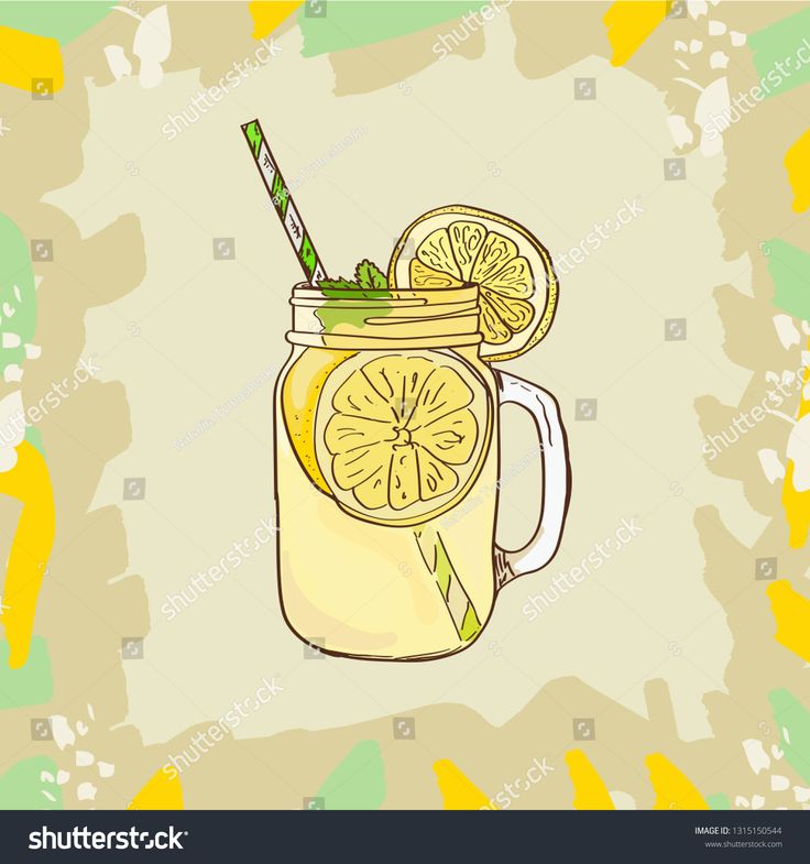 a mason jar filled with lemonade, lime and mint on a camouflage green background