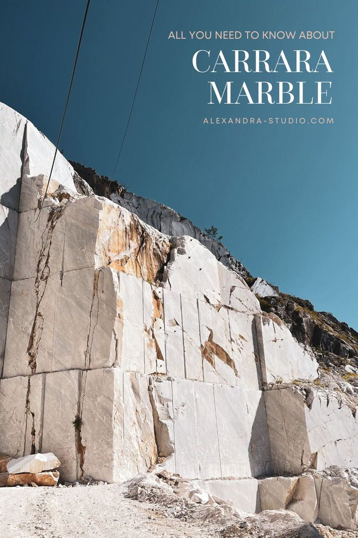 there is a rock wall with the words, all you need to know about carrara marble