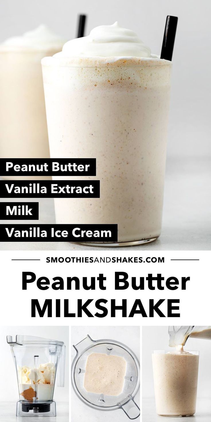 the ingredients for peanut butter milkshake are shown