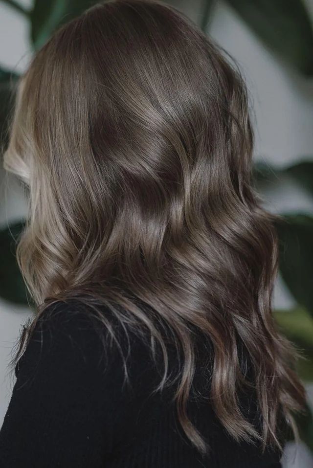 Light Ash Brown Hair All Over Color, Long Hair Ash Brown, Long Thick Light Brown Hair, Ash Brown Two Tone Hair, Ash Brown Layered Hair, Ash Brown Hair Fair Skin, Ash Brown Hair Aesthetic, Cool Tone Brunette Hair, Cool Brunette Hair Color Ash Brown