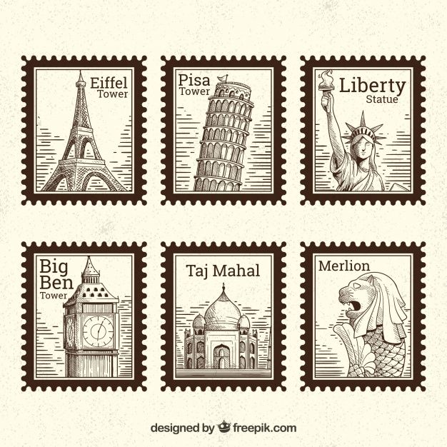 postage stamps with famous landmarks on them