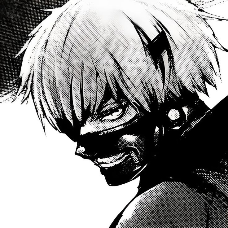 an anime character with white hair and black eyes, holding a knife in his hand