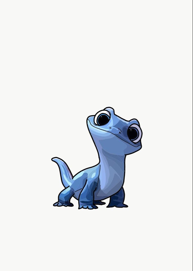 a small blue dinosaur with big eyes