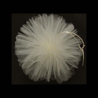 a white tulle ball on a black background