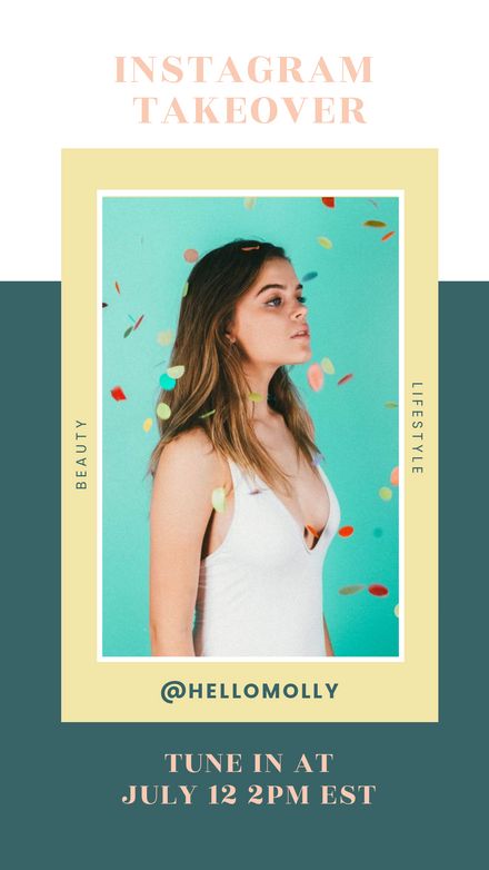 an instagram poster with a woman in white dress and confetti around her neck