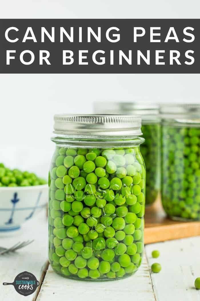 canning peas for beginners with text overlay