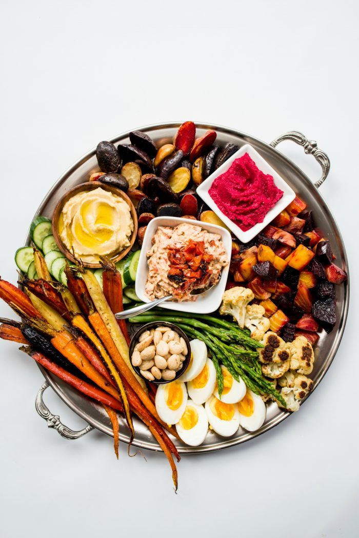 a platter filled with different types of food