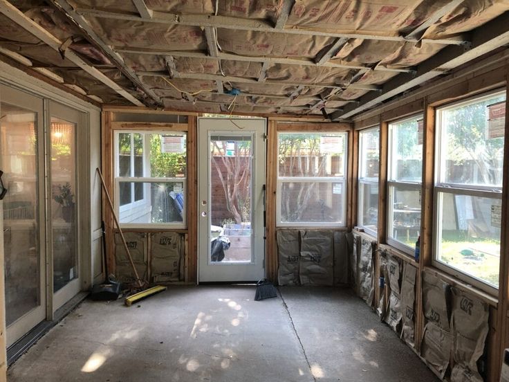 the inside of a house that is being remodeled with drywall and insulation on the ceiling