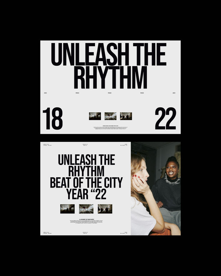 an ad for the upcoming release of unleash the rhythm, featuring two people