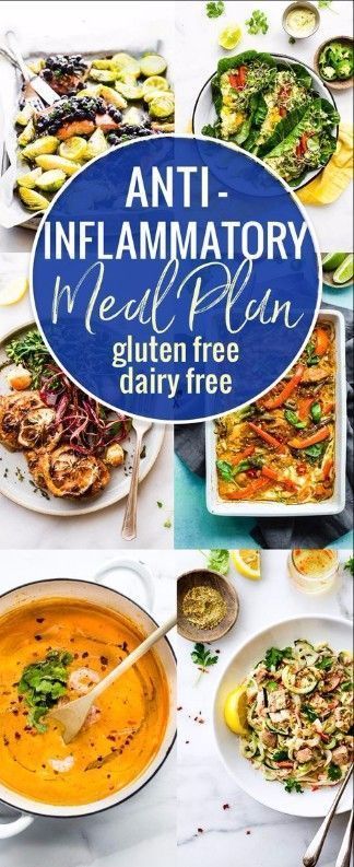 gluten free and dairy free anti-inflammatory meal plan! #healthy Meal Plan Healthy, Anti Inflammation Recipes, Diner Recept, Free Meal Plans, Gluten Free Dairy Free Recipes, Inflammatory Foods, Gluten Free Eating, Foods With Gluten, Healthy Meal Plans