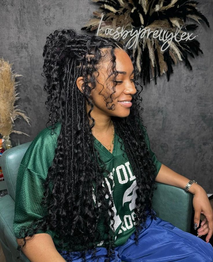 Goddess Faux Braids, Goddess Dreads Faux Locs, Goddess Faux Locs With Curls, Boho Dreads Black Women, Hobo Braids, Boho Faux Locs Black Women, Goddess Faux Locs Blonde, Godness Boho Braids, Faux Locs Over Real Locs