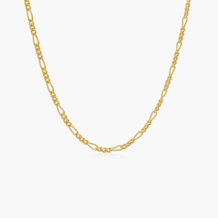 Aria Mirror Chain Necklace - Gold Vermeil - Oak & Luna Formal Delicate Chain Necklace With Oval Link, Luxury White Figaro Chain Necklaces, Luxury Gold-plated Figaro Chain Jewelry, Luxury Heirloom Figaro Chain Necklace, Elegant Figaro Chain Link Necklace, Classic Figaro Chain Necklace For Formal Occasions, Elegant Formal Figaro Chain Necklace, Classic Formal Figaro Chain Necklace, Dainty Gold Chain Necklace For Formal Occasions