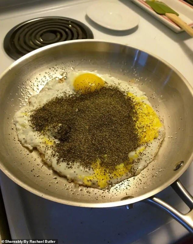 a frying pan filled with food on top of a stove