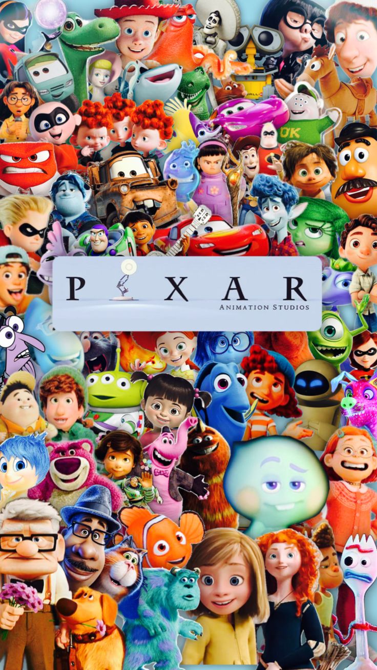 the pixar movie poster with many different characters