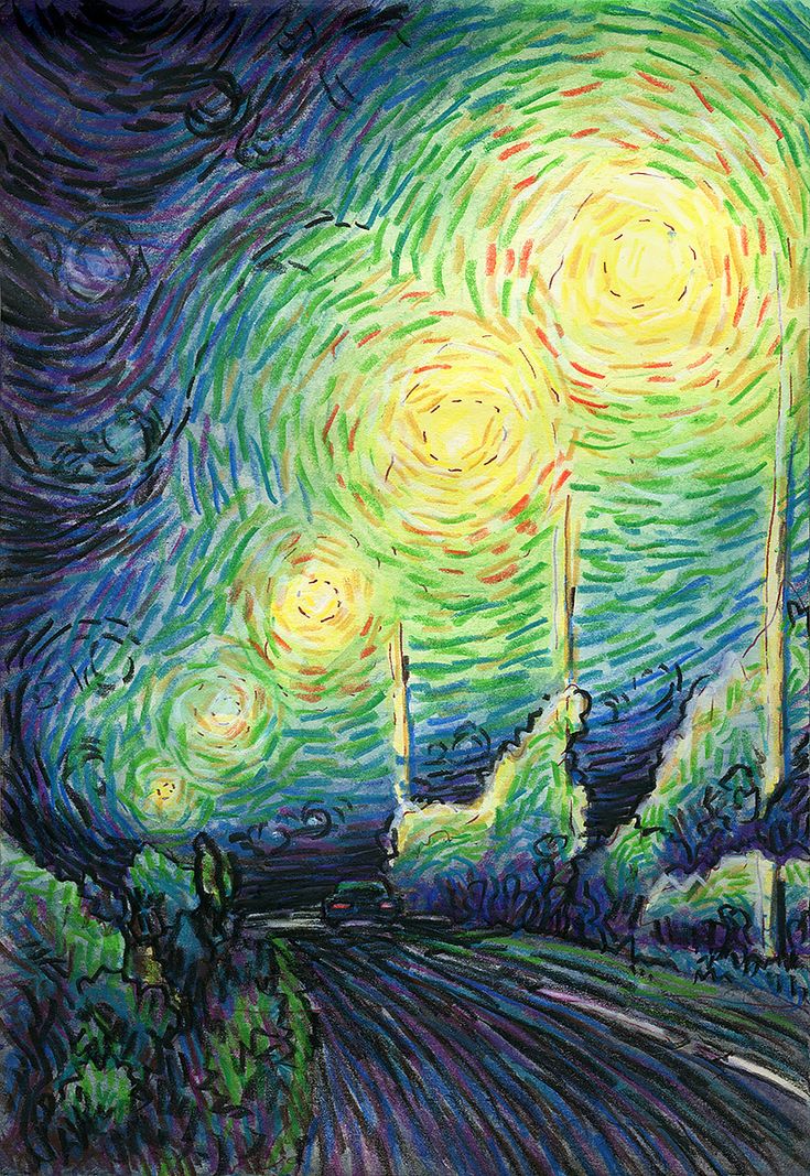 the starry night painting is very colorful