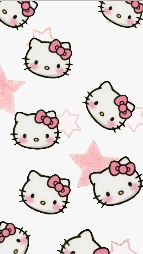 hello kitty wallpaper with pink bows and stars