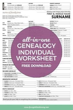 the free worksheet for all - in - one geneal and individual workbook