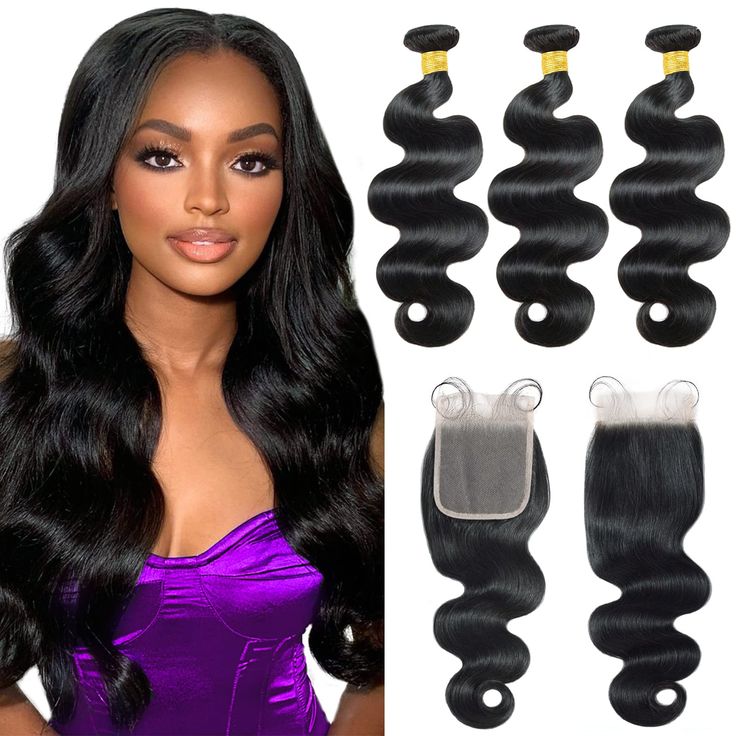 PRICES MAY VARY. human hair bundles material: body wave bundles with closure human hair, 100% unprocessed grade 10A brazilian virgin weave human hair bundles, be cut from young girl donors directly, swiss HD transparent lace, clean, heath, soft, natural, machine double weft, tangle free, no shedding, full, thick.can be bleached, dyed, permed and re-styled. human hair bundles with closure color&weight: natural color, 150% density lace closure, human hair weft is 100±5g/bundle, 12~26inches.lace cl Weave Hair Color, Bundles With Frontal, Brazilian Human Hair Weave, Body Wave Bundles, Closure Weave, Extension Hair, Weave Hair, Bundles With Closure, Black Weave