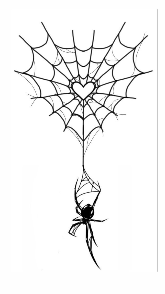 a spider is hanging on the web with it's legs in the shape of a heart