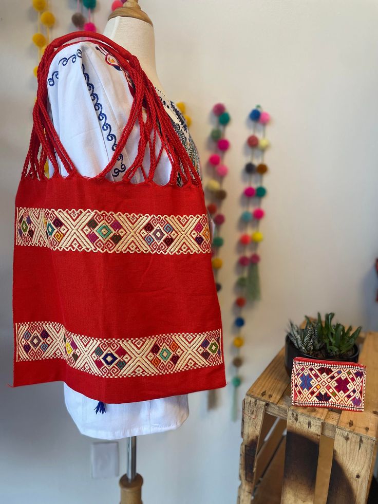 Coin Purse Included!! Hand embroidered loom woven bags. 16x14 Made in Chiapas Mexico Natural Embroidered Tote Bag, Embroidered Natural Tote Shoulder Bag, Natural Color Embroidered Tote Bag, Bohemian Woven Hobo Bag For Shopping, Artisan Embroidered Beach Bag, Traditional Tote Bag With Weaving Work, Embroidered Natural Rectangular Shoulder Bag, Red Woven Rectangular Shoulder Bag, Red Woven Crochet Shopping Bag