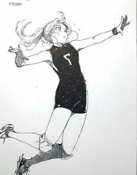 a drawing of a girl jumping in the air