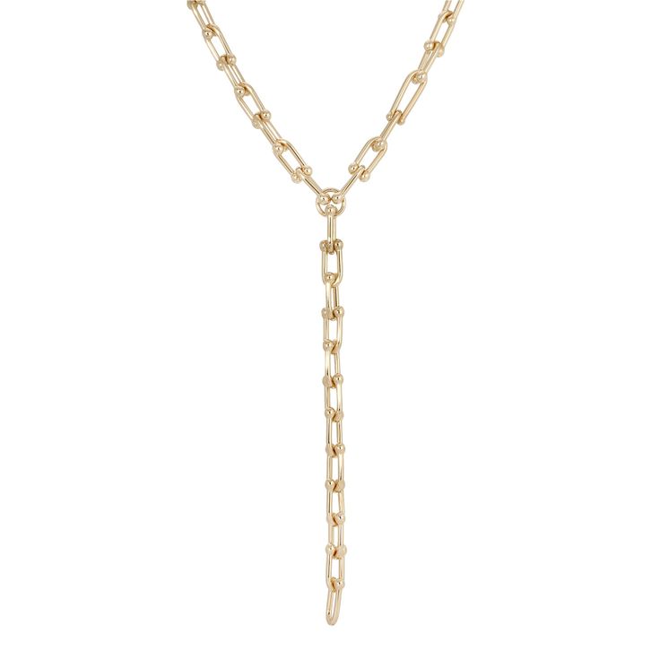 The Margaux Lariat is made from our U link chain, fastened with a with a custom U link Clasp. Material: Brass Plating: 10K Gold or Rhodium-Silver. Chain has a clear protective coating to prevent from quick wear and tarnishing. 4 Length Options: 16" with a 6" drop, 18” with a 5” drop, 24" with a 6" drop or 30" with a 6" drop U Links measure: 16mm Long x 7mm wide x 1.8mm thick Clasp Measures: 20mm Our jewelry is always handmade from sustainable materials in the USA. Yellow Gold Long Lariat Necklace With Gold Chain, Timeless Lariat Chain Necklace, Formal Gold Chain Lariat Necklace, Formal Gold Lariat Chain Necklace, Classic Gold Lariat Chain Necklace, Everyday Gold Chain Lariat Necklace, Everyday Gold Lariat Necklace With Chain, Minimalist Gold-tone Lariat Necklace With Adjustable Chain, Gold-tone Minimalist Lariat Necklace With Adjustable Chain