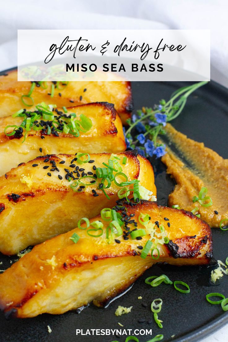 Close shot of sweet miso marinated Chilean sea bass filets. Miso Marinade Fish, Miso Glazed Sea Bass Recipes, Miso Glazed Chilean Sea Bass Recipe, Miso Chilean Sea Bass Recipe, Miso Sea Bass Recipe, Sea Bass Recipes Baked, Miso Sea Bass, Chilean Sea Bass Recipe Baked, Sea Bass Fillet Recipes