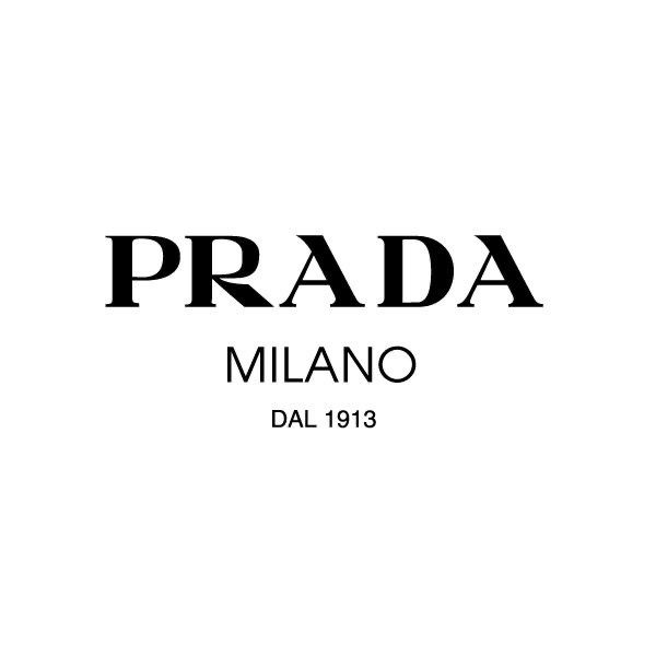 the prada logo is shown in black and white