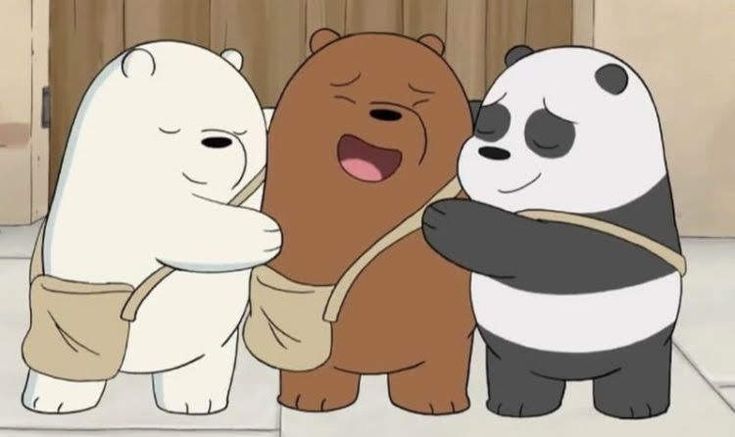 three cartoon bears standing next to each other