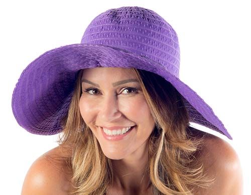 Purple Sun Hat Solid Color Curved Brim Hats For Warm Weather, Solid Color Brimmed Hat For Warm Weather, Purple Sun Hat With Short Brim For Vacation, Purple Short Brim Sun Hat For Vacation, Purple Curved Brim Sun Hat For Vacation, Vacation Purple Sun Hat With Curved Brim, Purple Fedora Hat For Beach, Purple Fedora Beach Hat, Purple Fedora For Beach