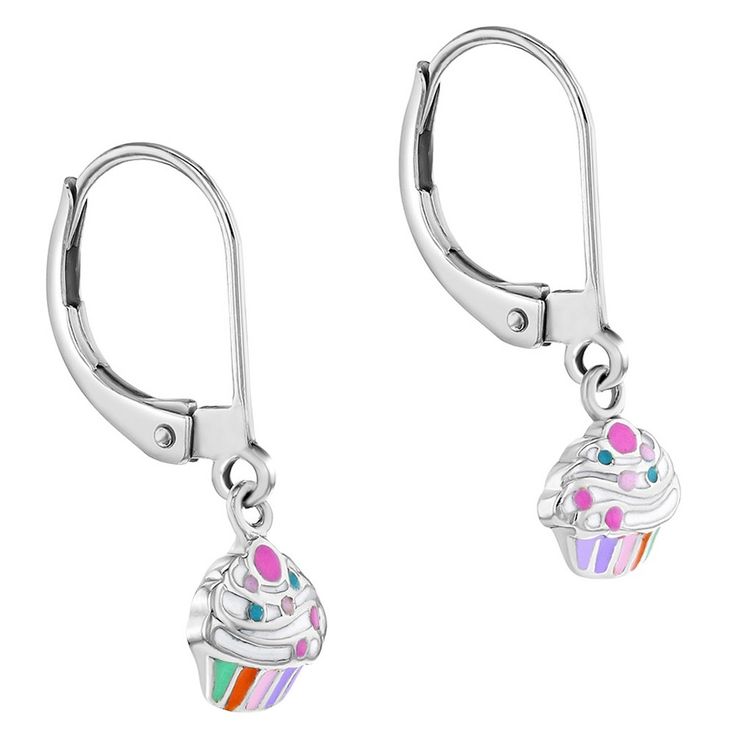 This pair of cupcake earrings look simply delicious! Each girl earring looks like a brightly colored cupcake crafted in multicolor enamel and set into sterling silver, ideal for children with sensitive ears. Order this almost literal sweet pair of earrings for your girl and they'll arrive in their own lovely gift box for you! Cupcake Toppings, Cupcake Crafts, Cupcake Earrings, Colorful Cupcakes, Simply Delicious, Kids Earrings, Kids Necklace, American Brand, Hanging Earrings